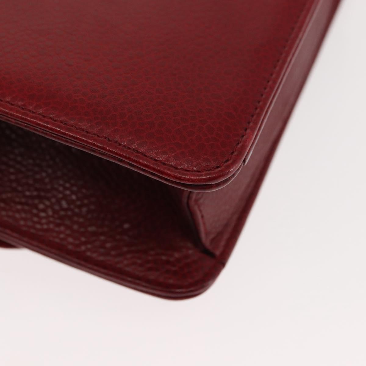 Christian Dior Shoulder Bag Leather Red Gold Auth BA6579