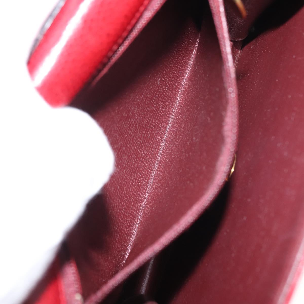 Christian Dior Shoulder Bag Leather Red Gold Auth BA6579