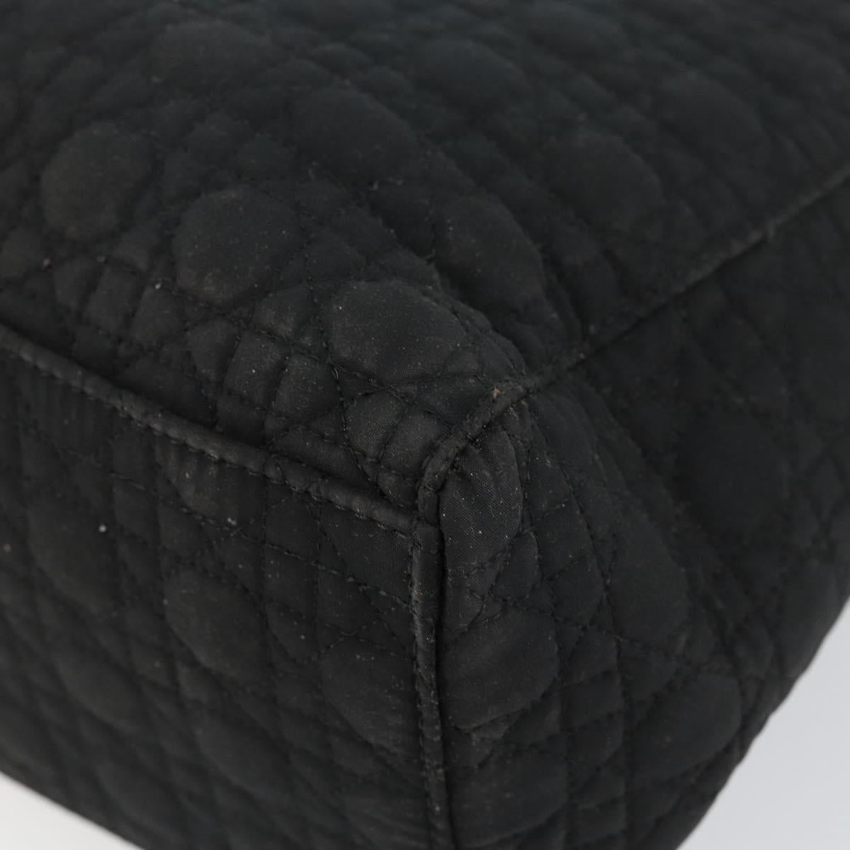 Christian Dior Canage Hand Bag Nylon Black Gold Auth BA6580