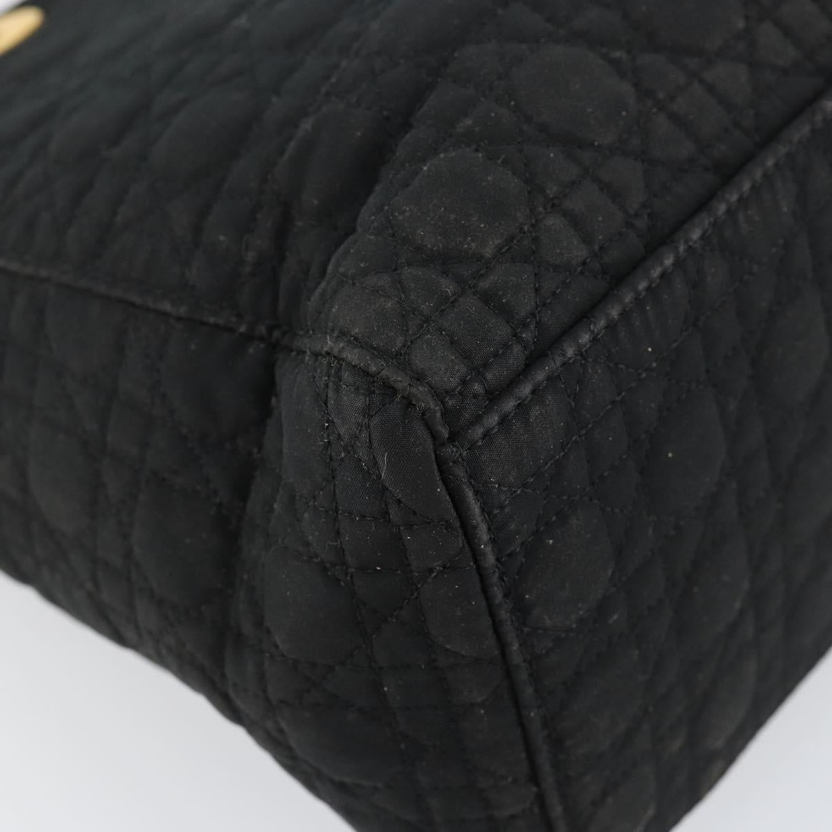 Christian Dior Canage Hand Bag Nylon Black Gold Auth BA6580