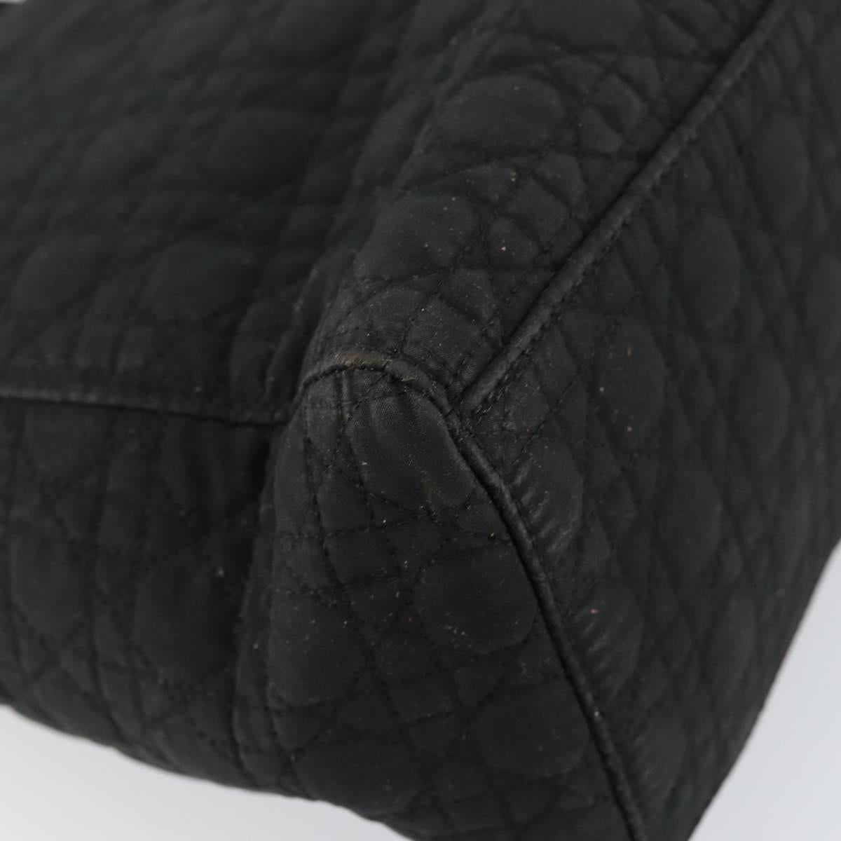 Christian Dior Canage Hand Bag Nylon Black Gold Auth BA6580