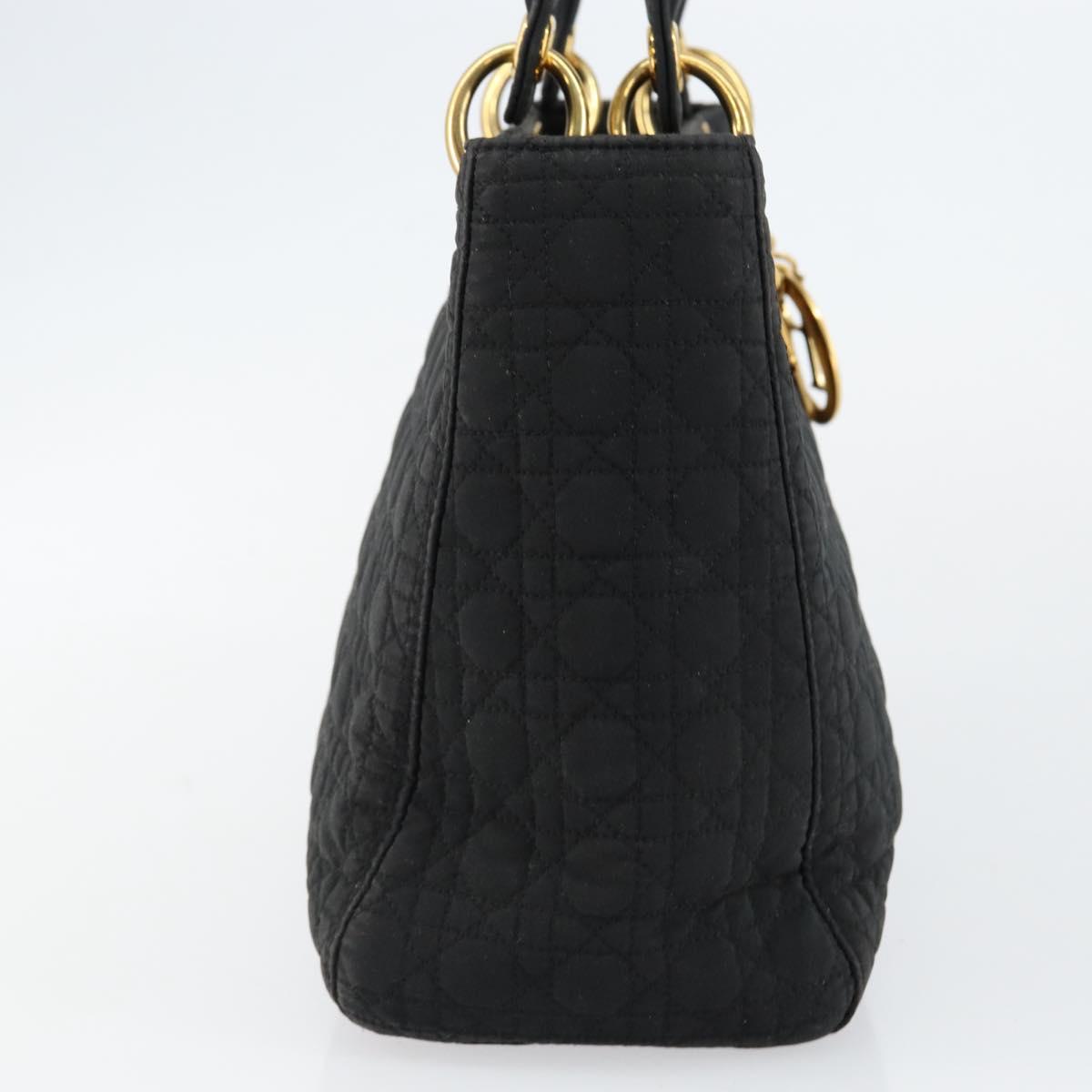 Christian Dior Canage Hand Bag Nylon Black Gold Auth BA6580