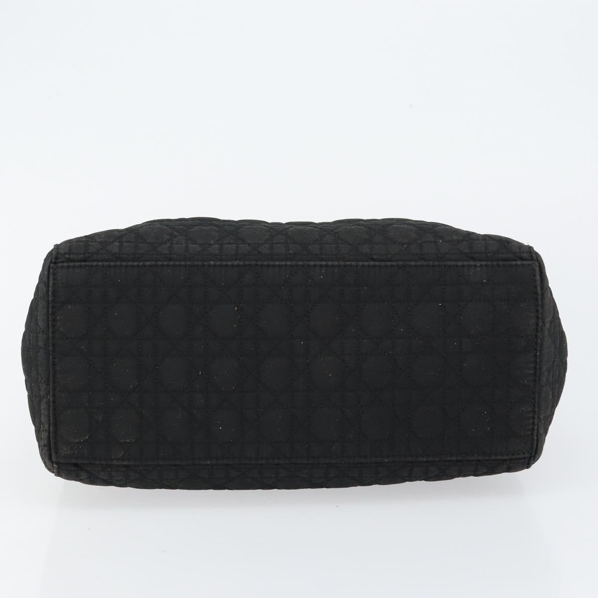 Christian Dior Canage Hand Bag Nylon Black Gold Auth BA6580