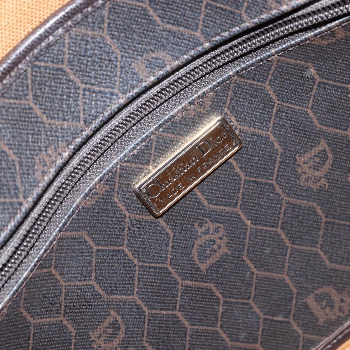 Christian Dior Honeycomb Canvas Hand Bag PVC Black Auth BA6581