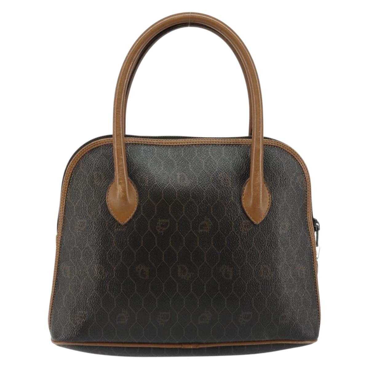 Christian Dior Honeycomb Canvas Hand Bag PVC Black Auth BA6581