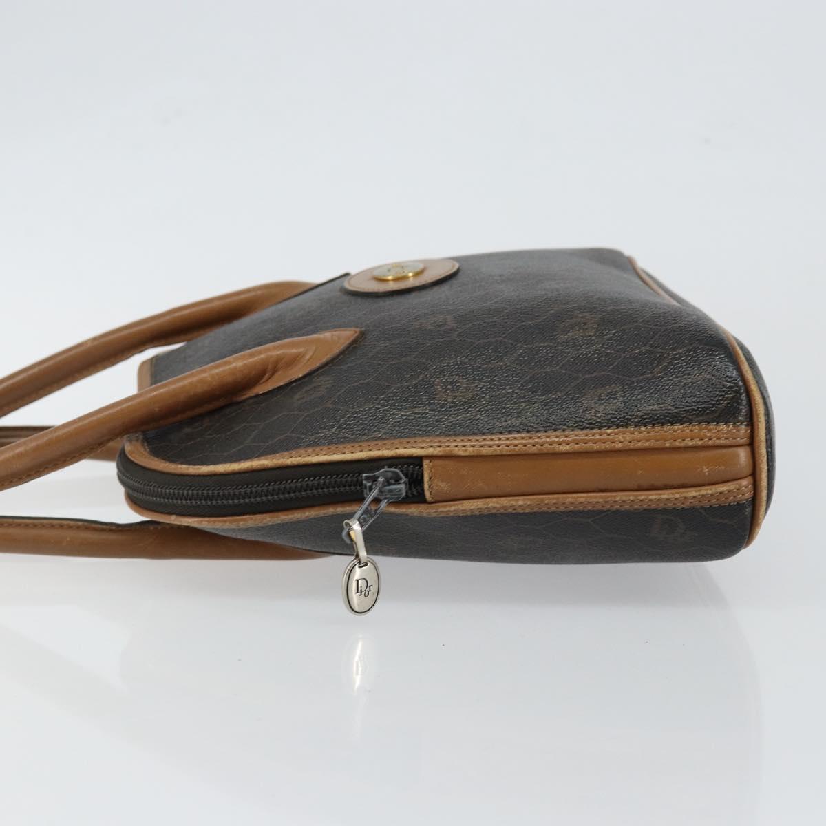 Christian Dior Honeycomb Canvas Hand Bag PVC Black Auth BA6581