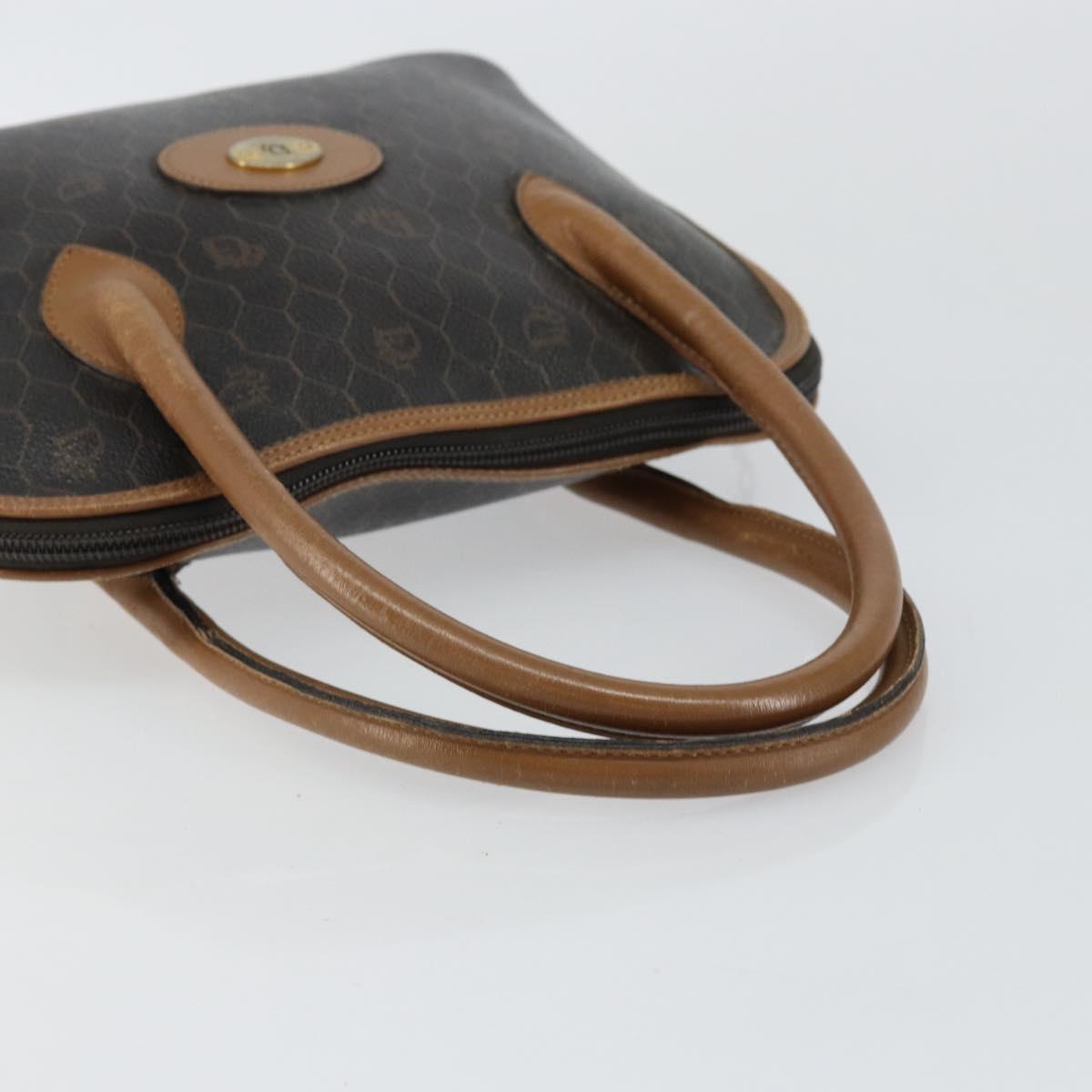 Christian Dior Honeycomb Canvas Hand Bag PVC Black Auth BA6581