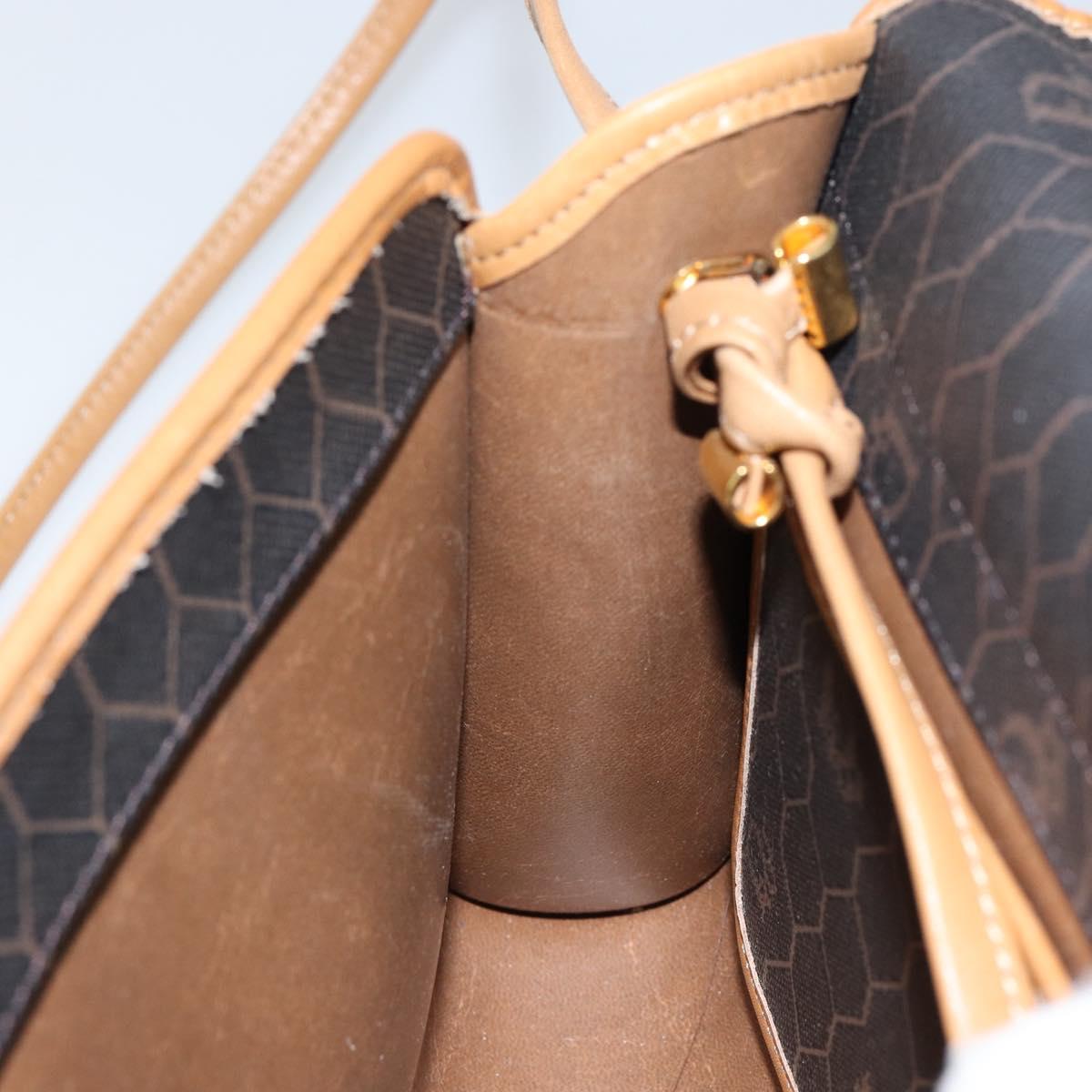 Christian Dior Honeycomb Canvas Shoulder Bag PVC Black Gold Auth BA6582
