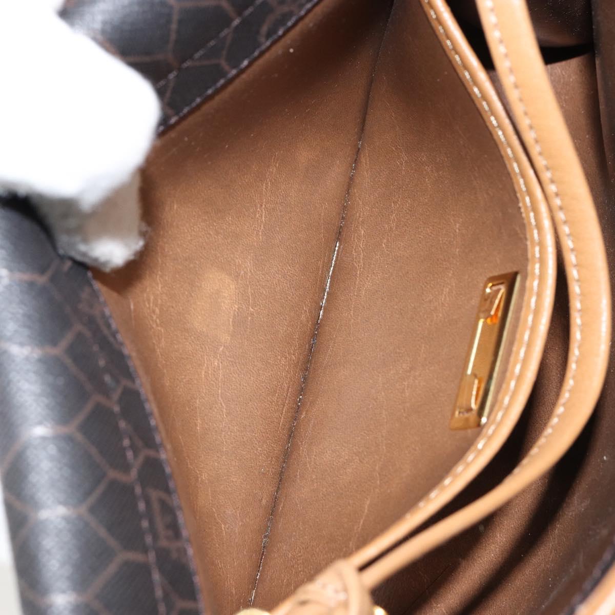 Christian Dior Honeycomb Canvas Shoulder Bag PVC Black Gold Auth BA6582