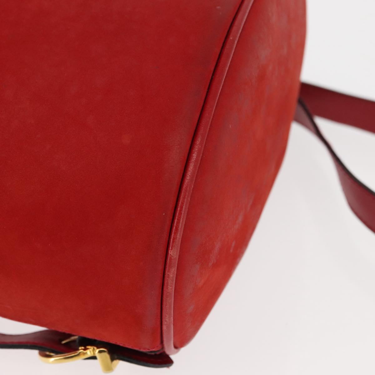 Salvatore Ferragamo Backpack Suede Red Gold Auth BA6583