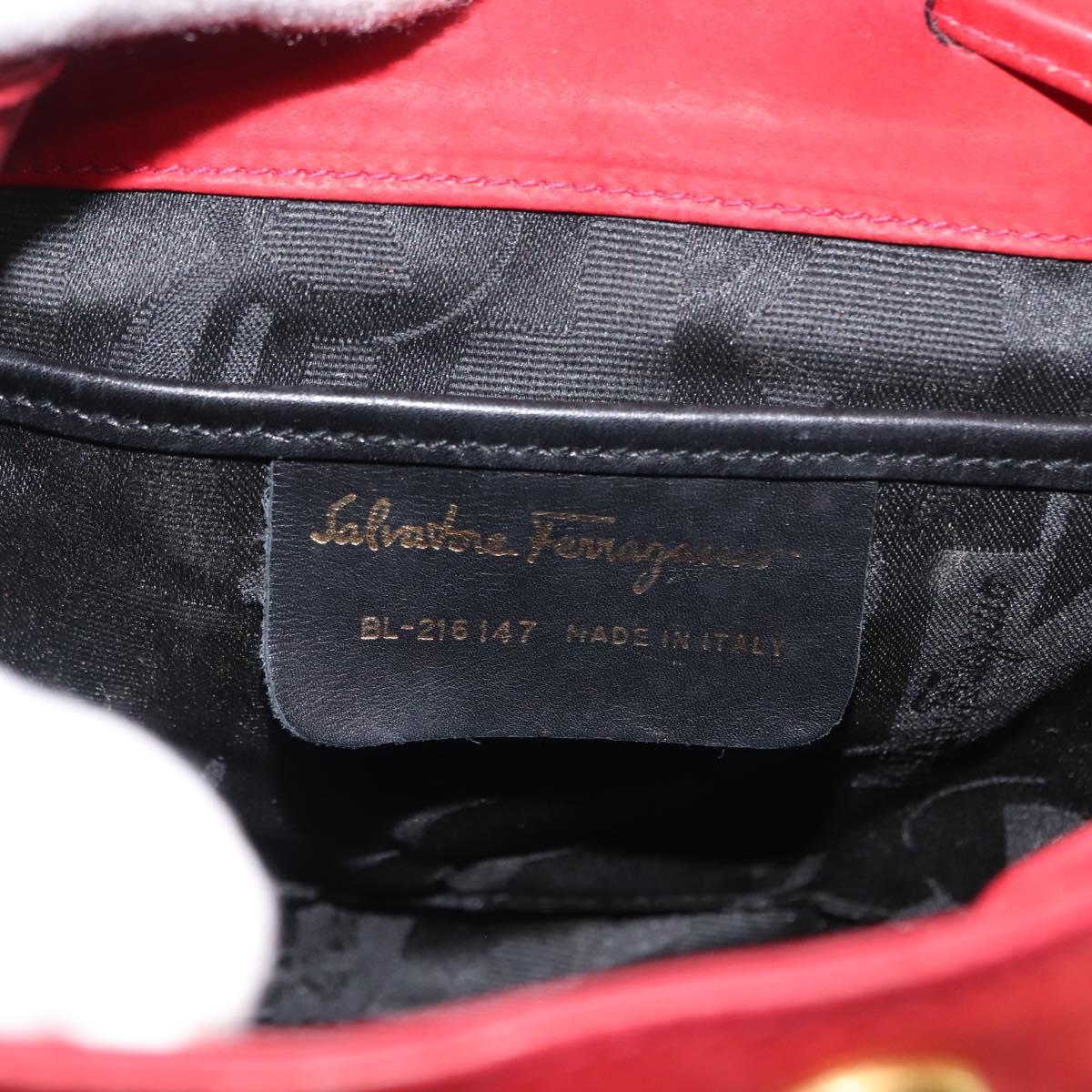 Salvatore Ferragamo Backpack Suede Red Gold Auth BA6583