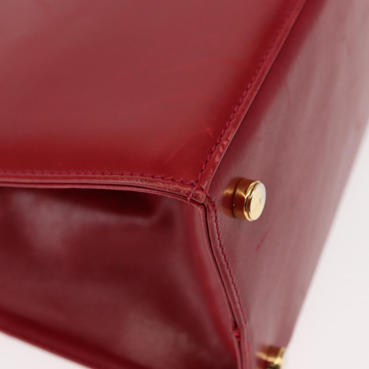 Salvatore Ferragamo Vala Hand Bag Leather 2way Red Gold Auth BA6584