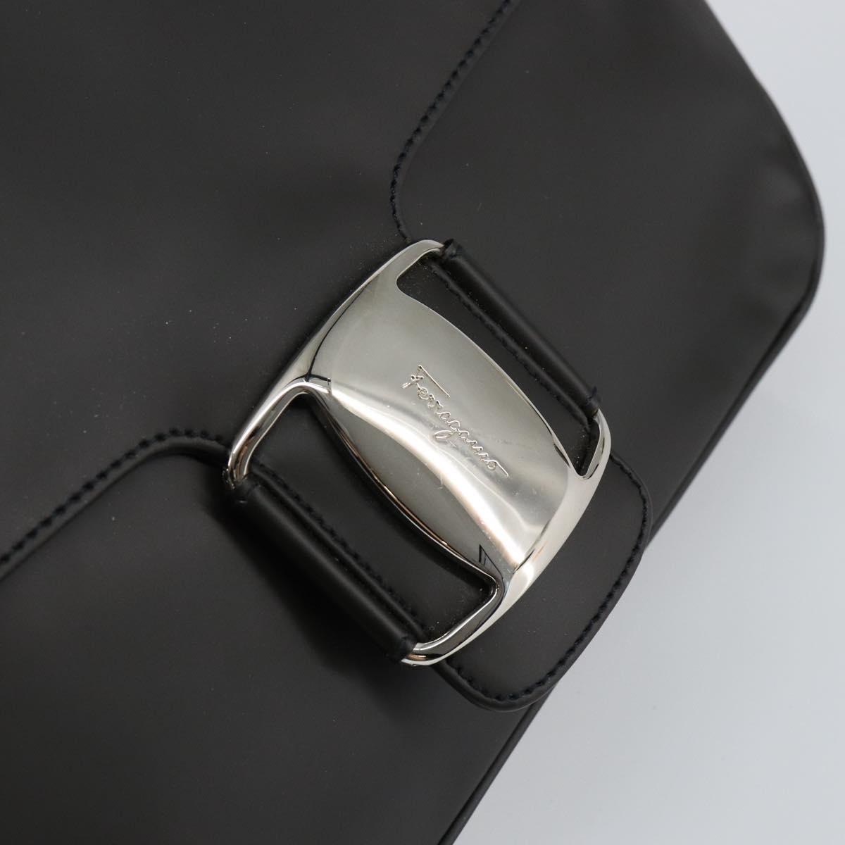 Salvatore Ferragamo Vala Shoulder Bag Leather Black Silver Auth BA6586