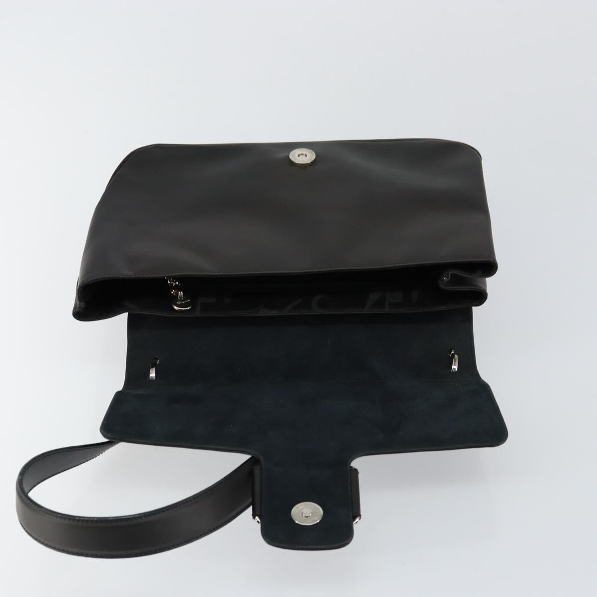 Salvatore Ferragamo Vala Shoulder Bag Leather Black Silver Auth BA6586