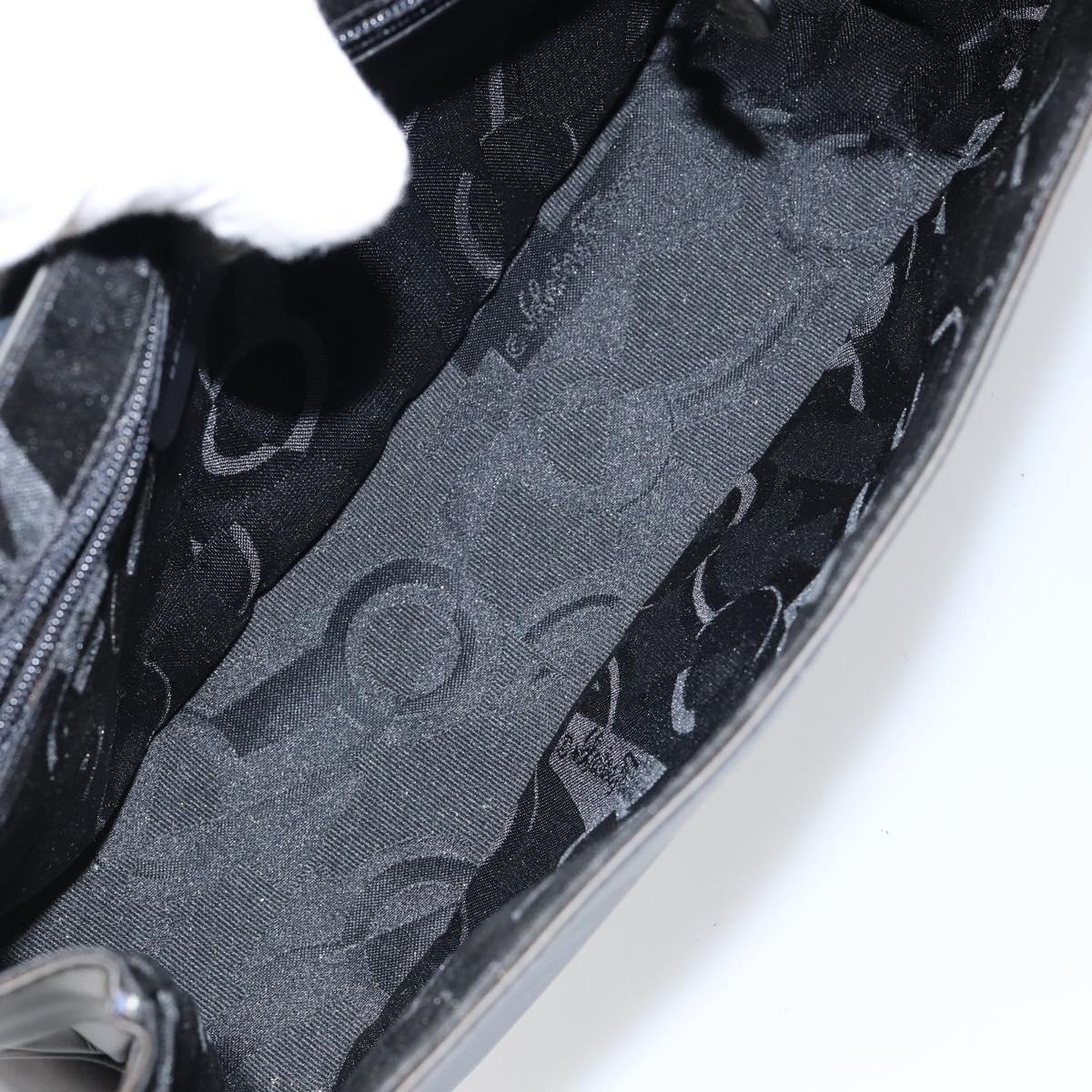 Salvatore Ferragamo Vala Shoulder Bag Leather Black Silver Auth BA6586