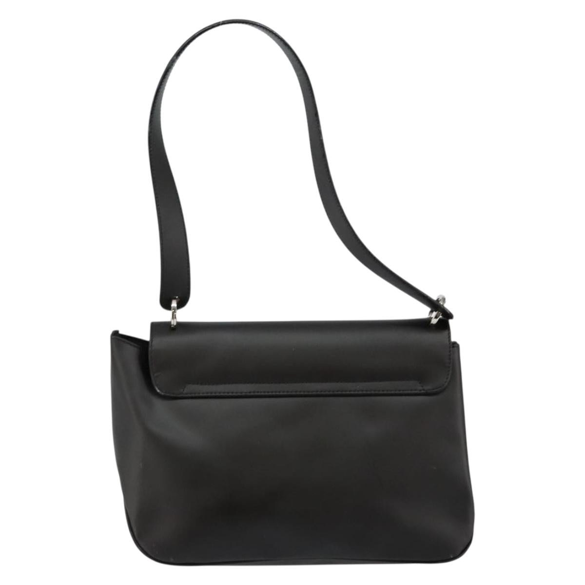 Salvatore Ferragamo Vala Shoulder Bag Leather Black Silver Auth BA6586