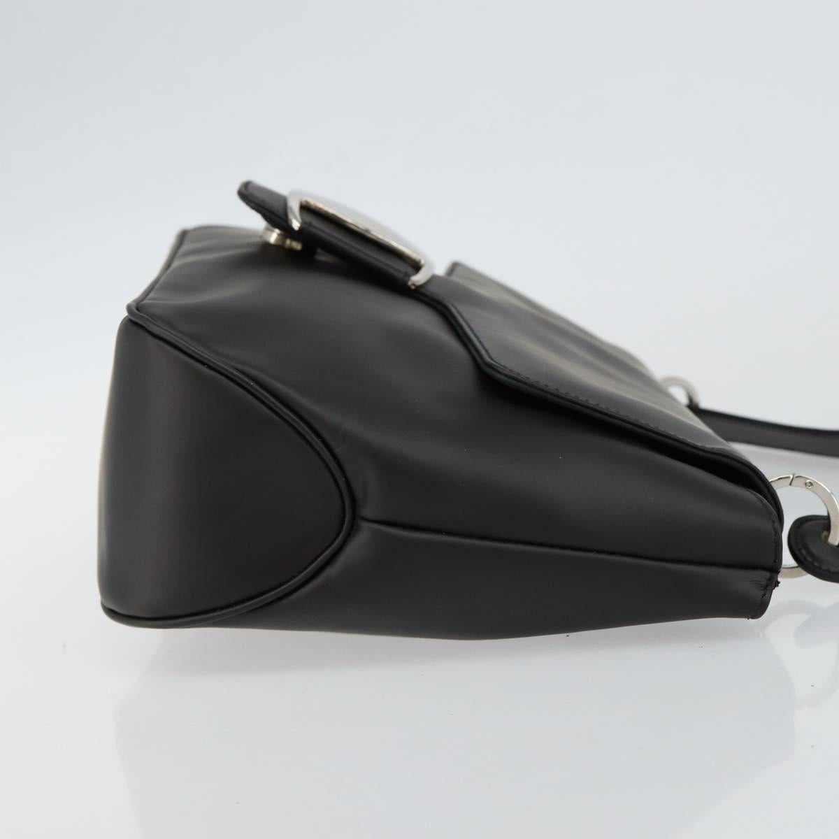 Salvatore Ferragamo Vala Shoulder Bag Leather Black Silver Auth BA6586