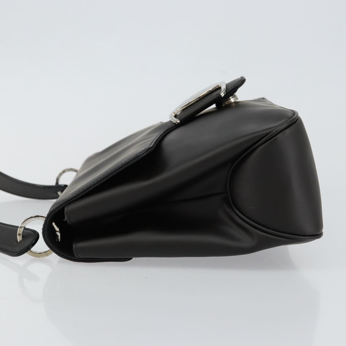 Salvatore Ferragamo Vala Shoulder Bag Leather Black Silver Auth BA6586