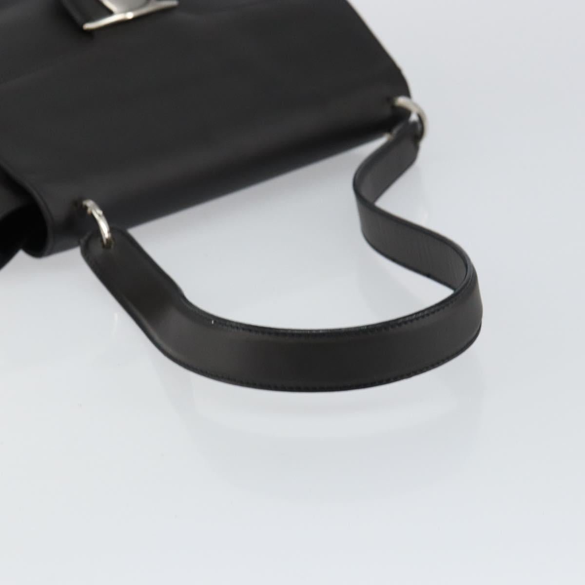 Salvatore Ferragamo Vala Shoulder Bag Leather Black Silver Auth BA6586