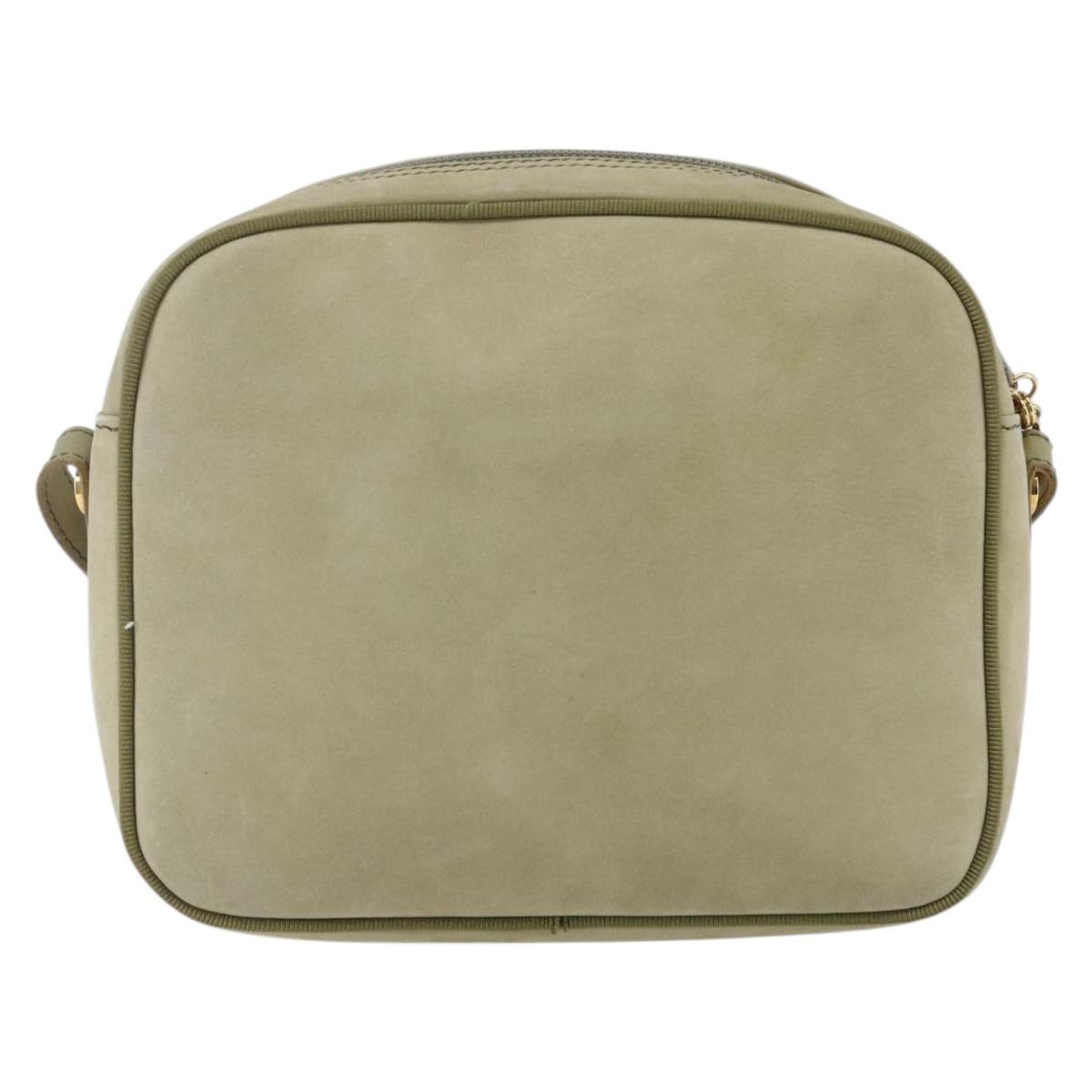 Salvatore Ferragamo Shoulder Bag Suede Green Gold Auth BA6587