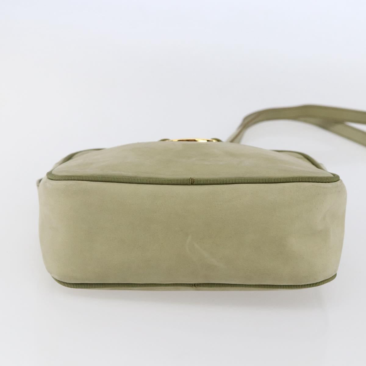 Salvatore Ferragamo Shoulder Bag Suede Green Gold Auth BA6587