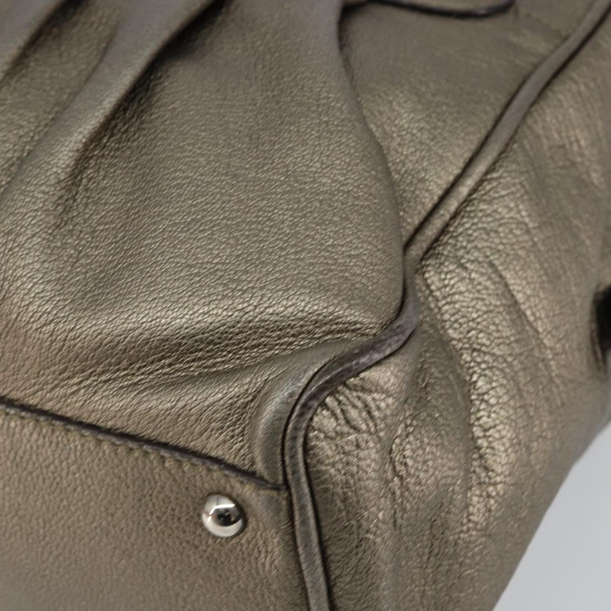 Salvatore Ferragamo Gancini Tote Bag Leather Gold Silver Auth BA6588