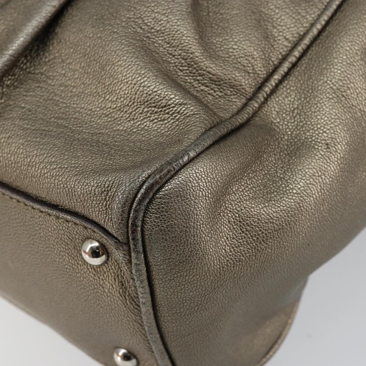 Salvatore Ferragamo Gancini Tote Bag Leather Gold Silver Auth BA6588