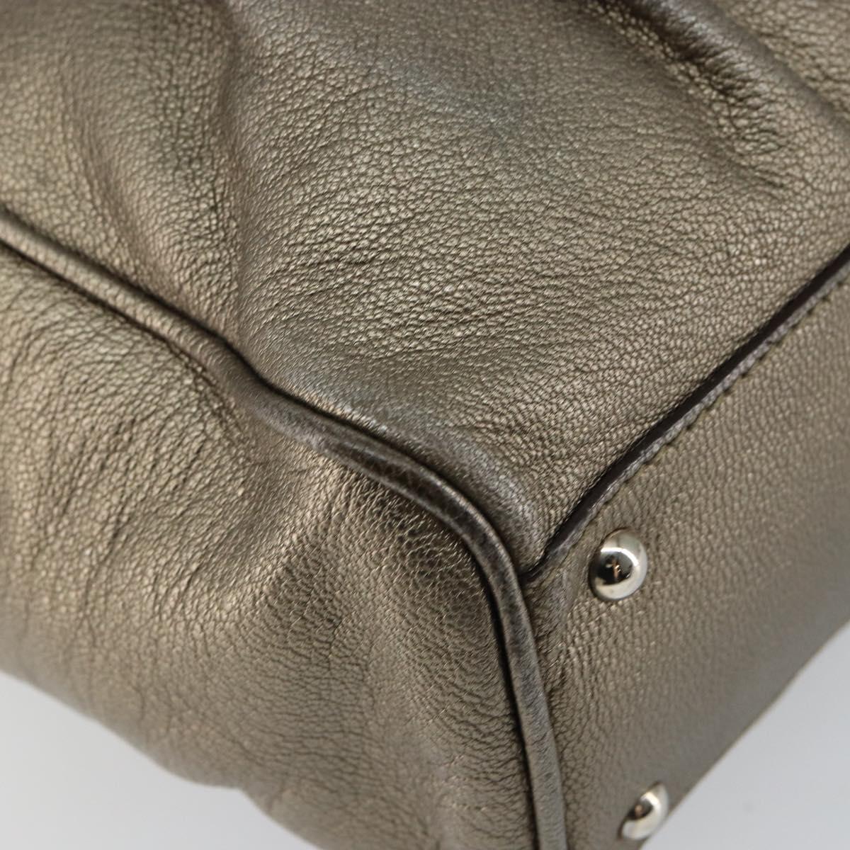 Salvatore Ferragamo Gancini Tote Bag Leather Gold Silver Auth BA6588