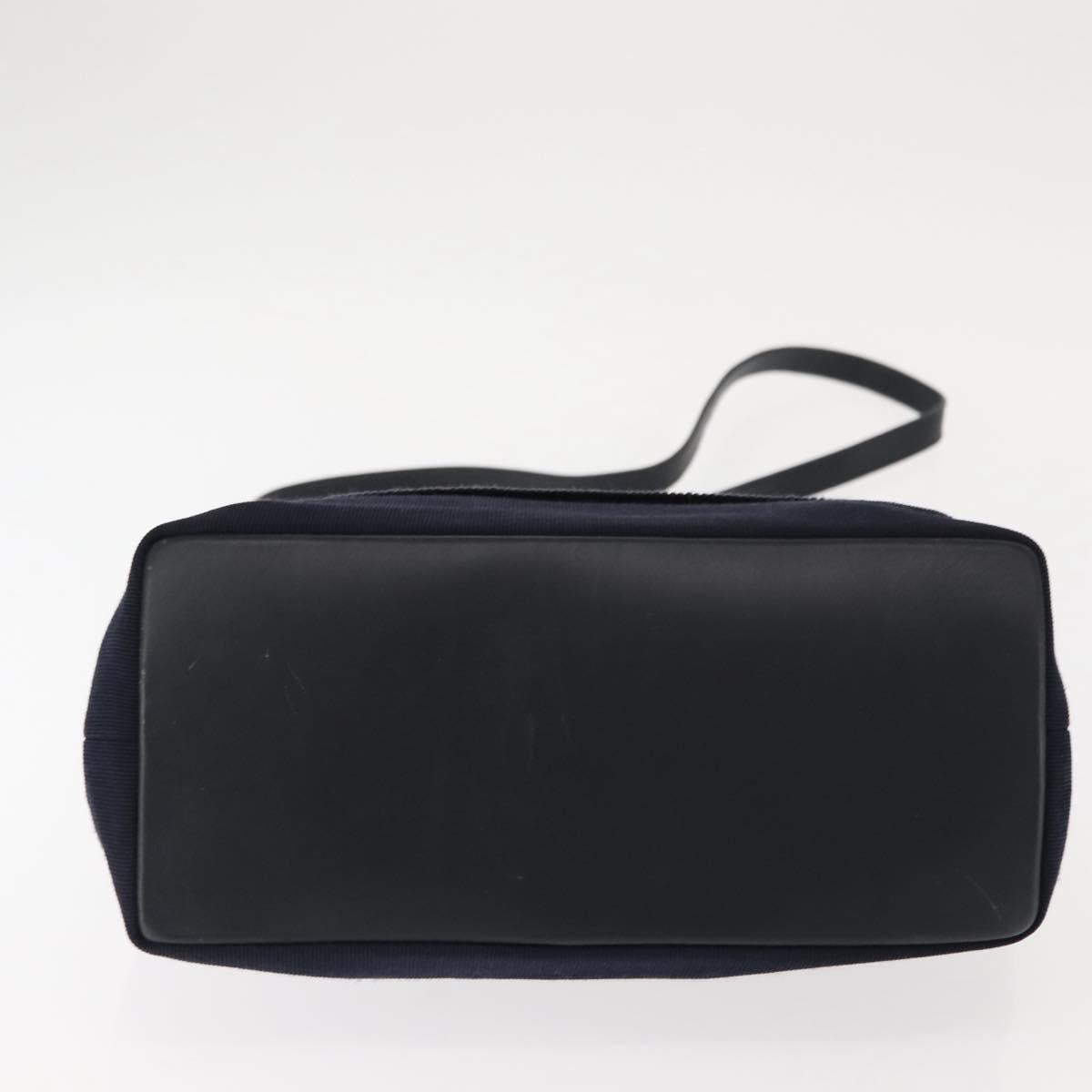 Salvatore Ferragamo Vala Hand Bag Canvas 2way Navy Gold Auth BA6589