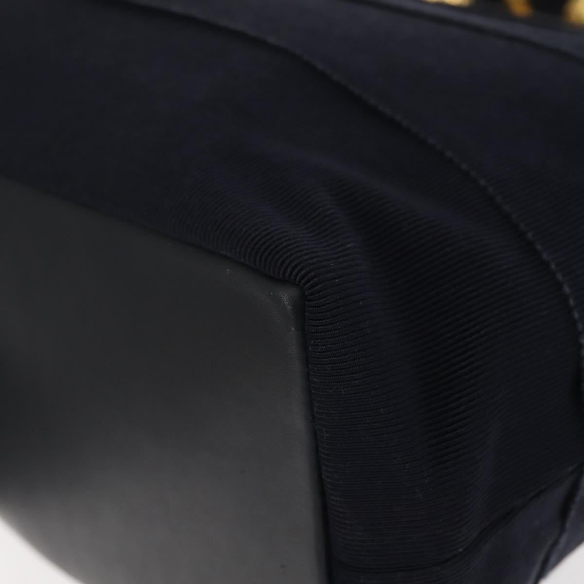 Salvatore Ferragamo Vala Hand Bag Canvas 2way Navy Gold Auth BA6589