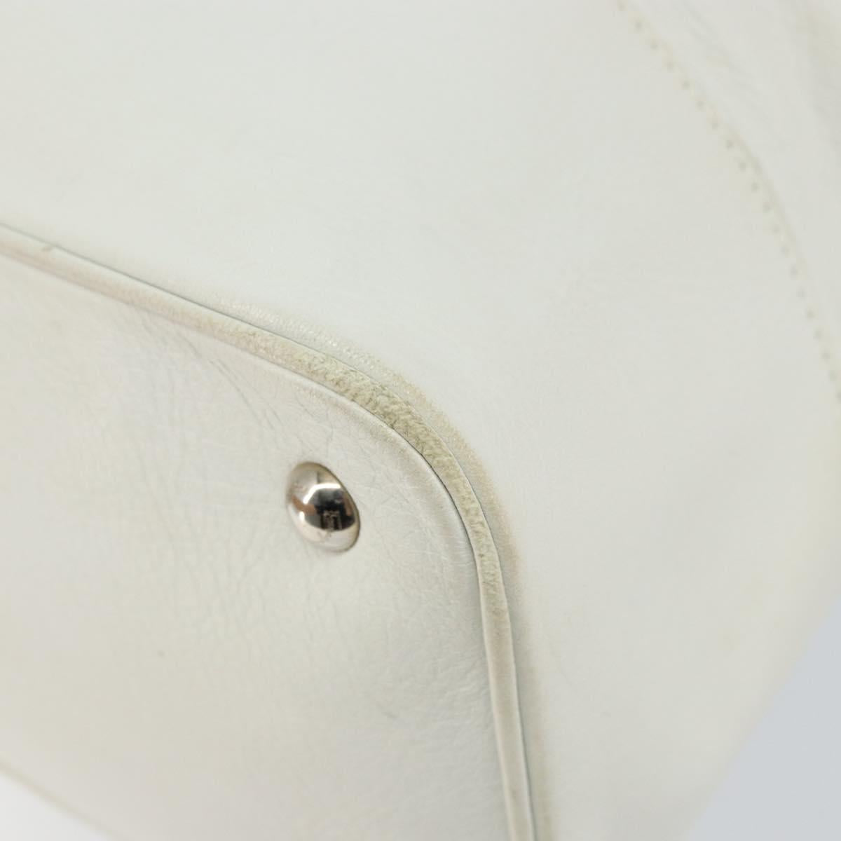 Salvatore Ferragamo Vala Tote Bag Leather White Gold Auth BA6591