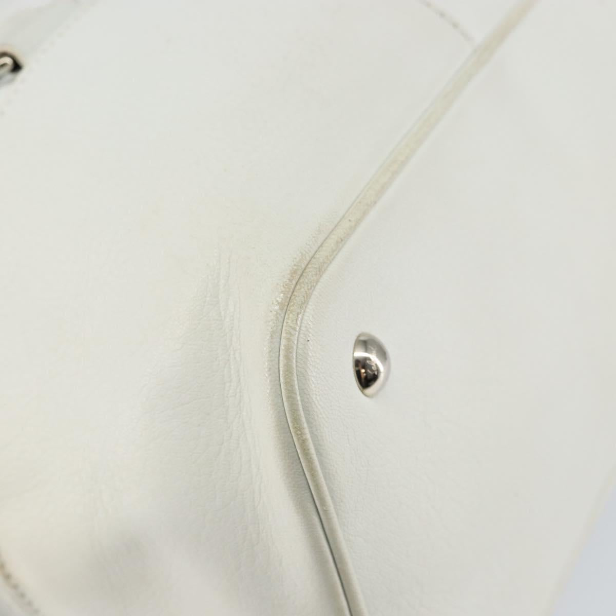 Salvatore Ferragamo Vala Tote Bag Leather White Gold Auth BA6591