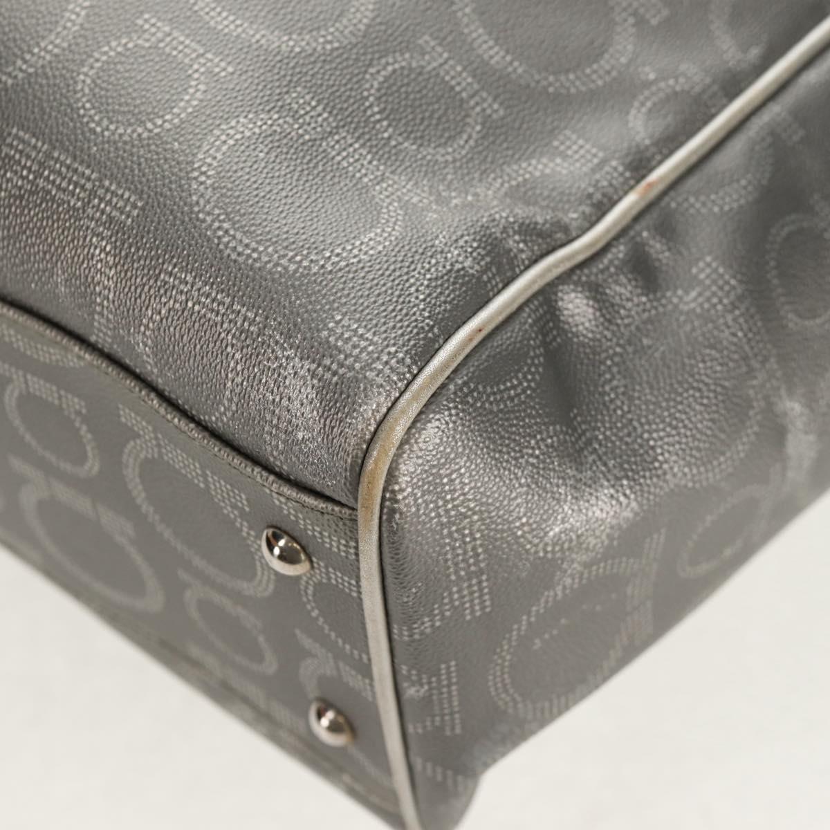 Salvatore Ferragamo Gancini Tote Bag Leather Silver Auth BA6592
