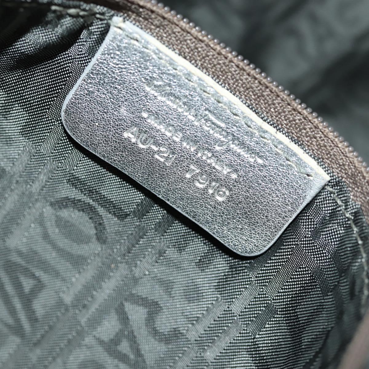 Salvatore Ferragamo Gancini Tote Bag Leather Silver Auth BA6592