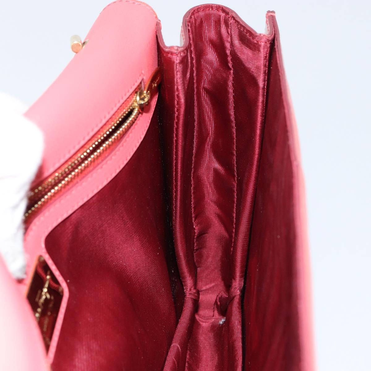 Salvatore Ferragamo Chain Vala Shoulder Bag Enamel Orange Gold Auth BA6593