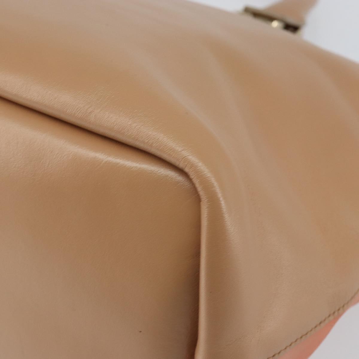 Chloe Bailey Hand Bag Leather 2way Orange Gold Auth BA6594