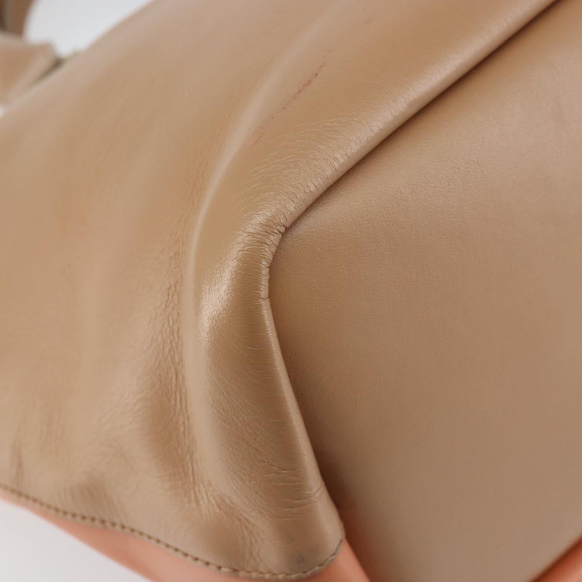 Chloe Bailey Hand Bag Leather 2way Orange Gold Auth BA6594