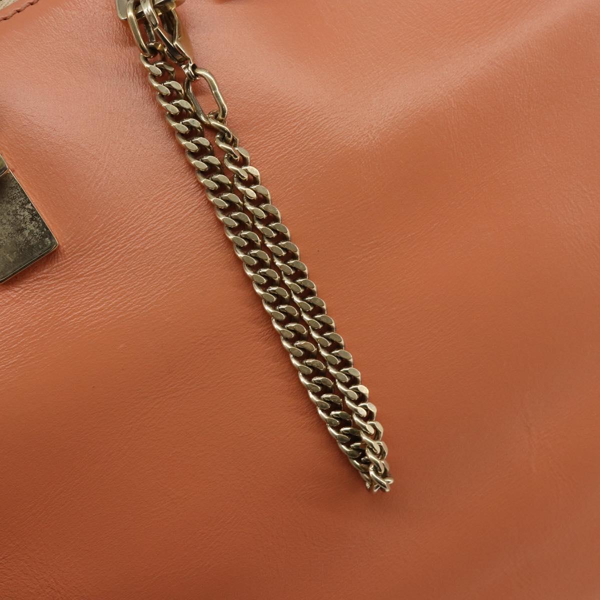 Chloe Bailey Hand Bag Leather 2way Orange Gold Auth BA6594