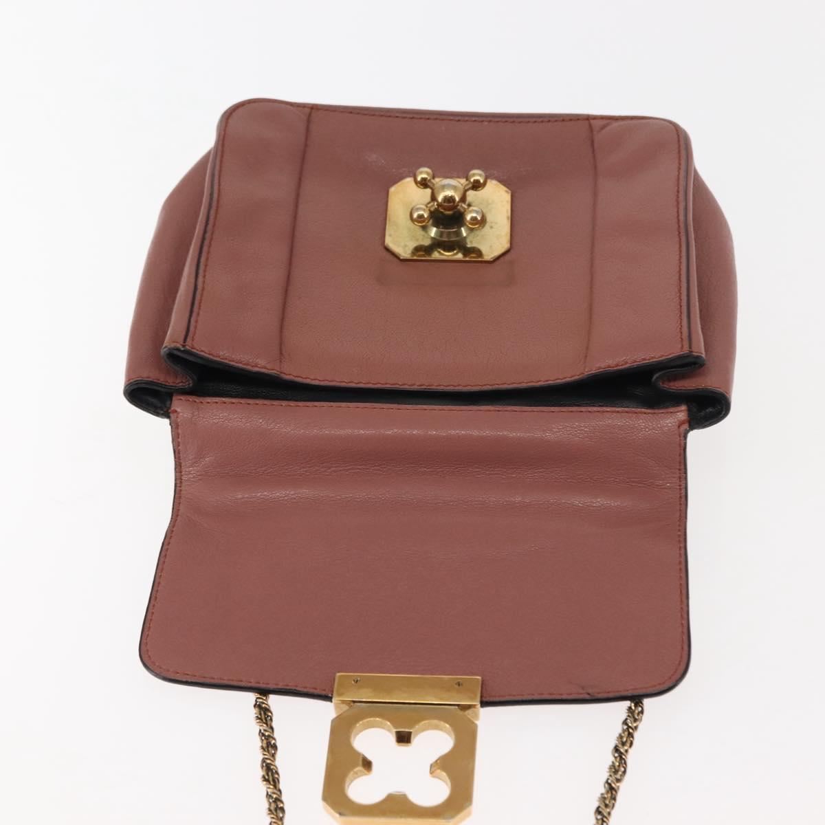 Chloe Chain Elsie Shoulder Bag Leather Pink Gold Auth BA6595