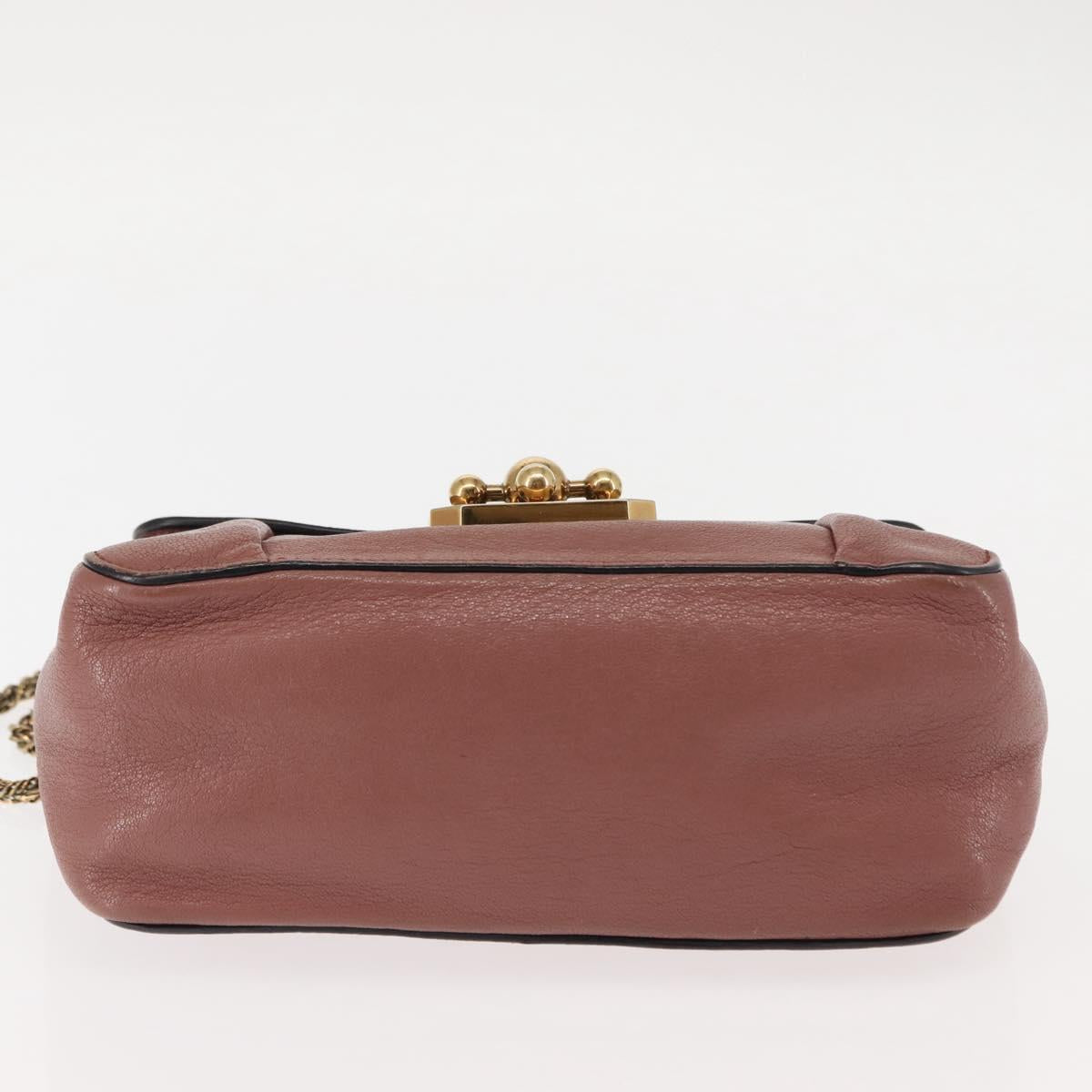 Chloe Chain Elsie Shoulder Bag Leather Pink Gold Auth BA6595