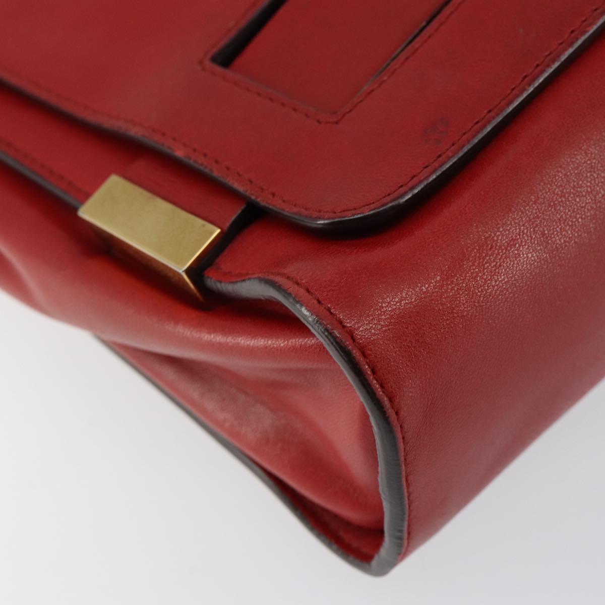 Chloe Chain Ray Shoulder Bag Leather Red Gold Auth BA6596