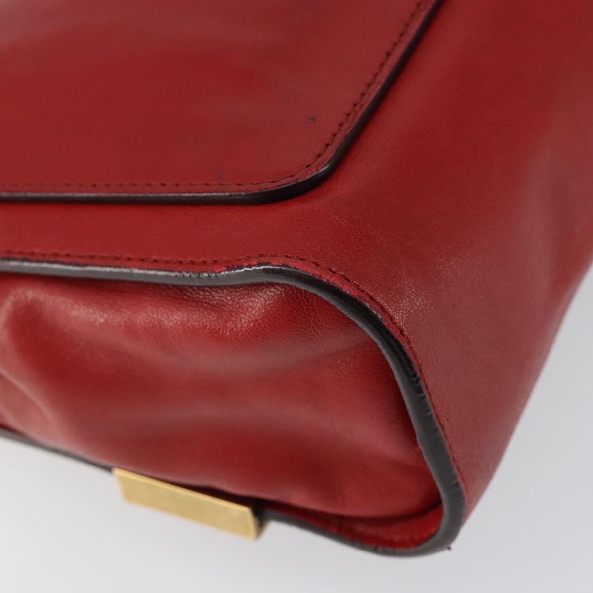 Chloe Chain Ray Shoulder Bag Leather Red Gold Auth BA6596