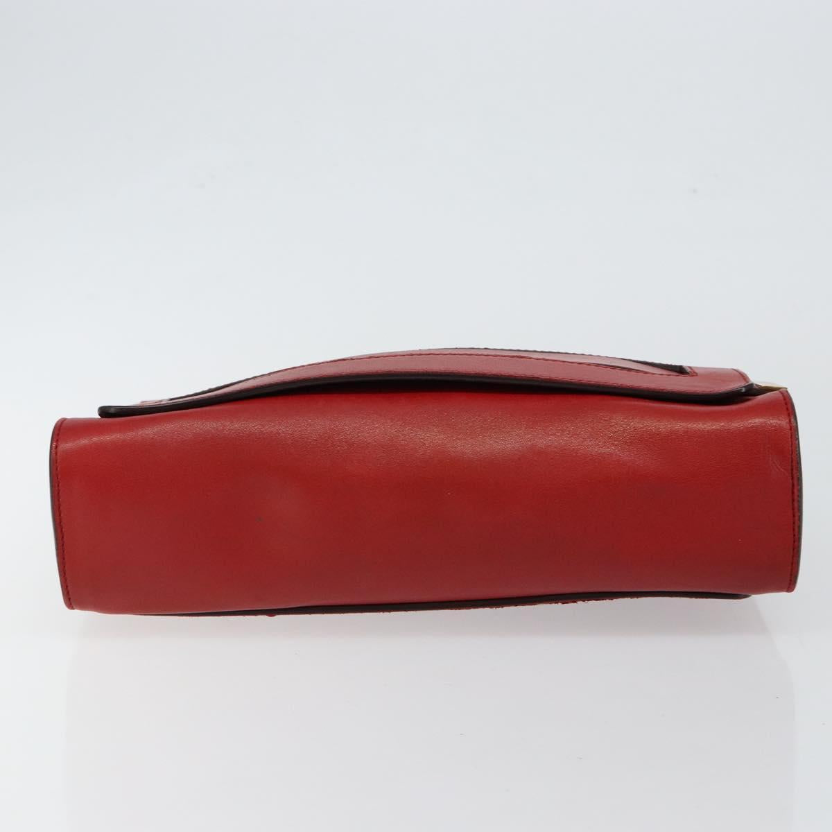 Chloe Chain Ray Shoulder Bag Leather Red Gold Auth BA6596