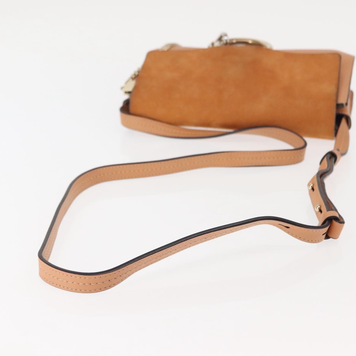 Chloe Chain Fay Shoulder Bag Leather Beige Gold Auth BA6597