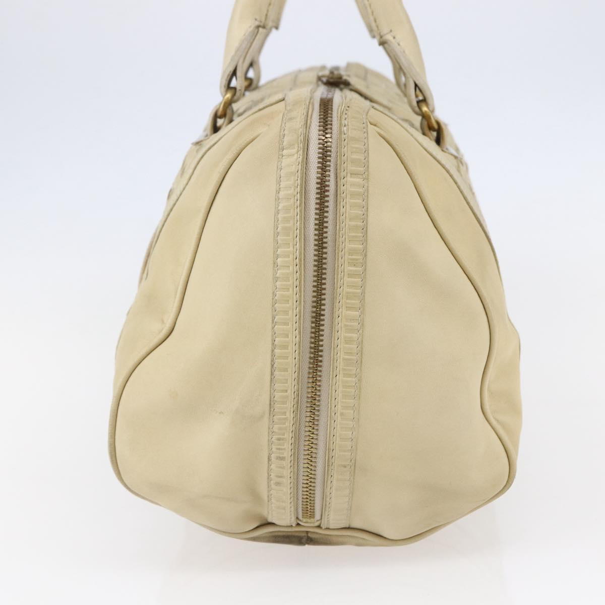 BOTTEGA VENETA Shoulder Bag Leather Beige Gold Auth BA6598