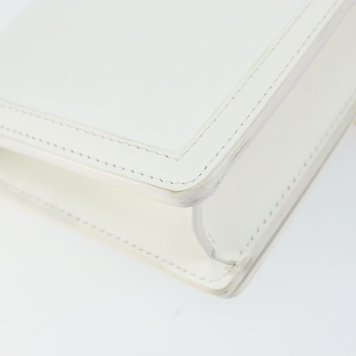 VERSACE Chain Shoulder Bag Leather White Gold Auth BA6599