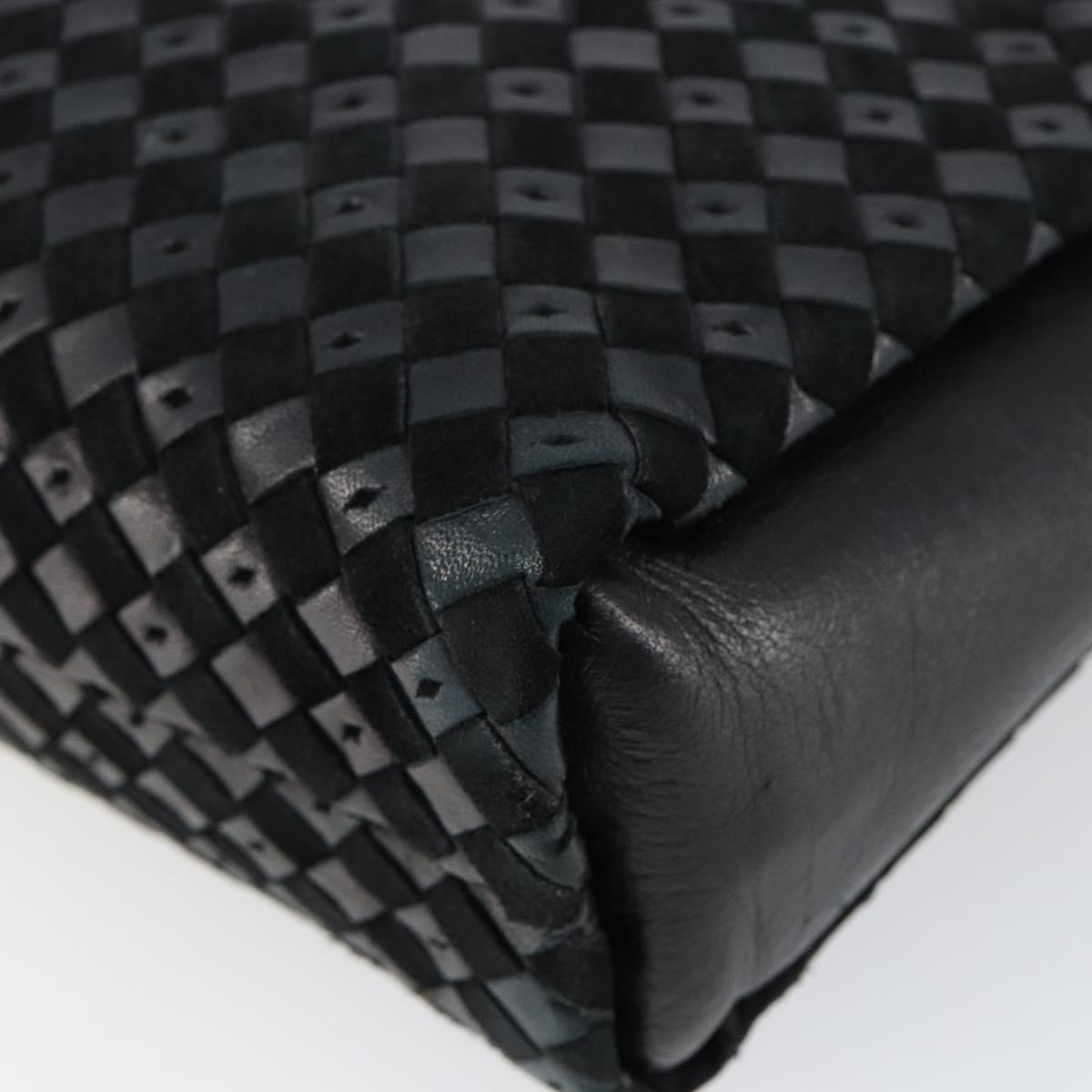 BALLY Hand Bag Leather Black Gold Auth BA6600