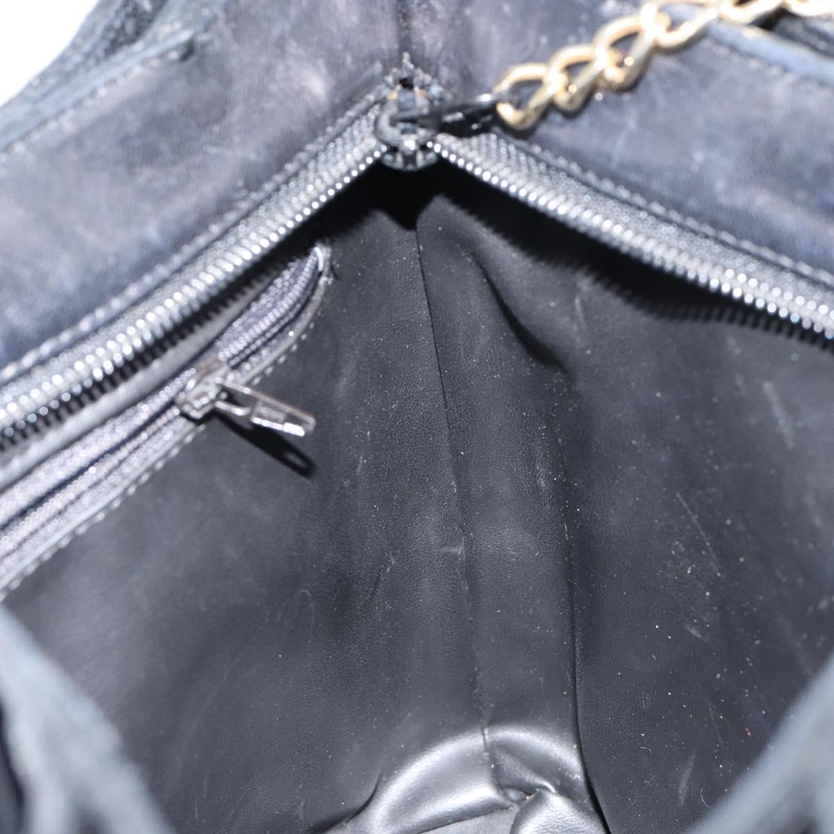 BALLY Hand Bag Leather Black Gold Auth BA6600