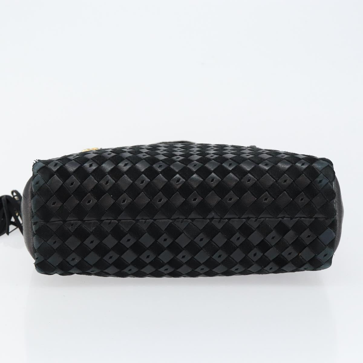 BALLY Hand Bag Leather Black Gold Auth BA6600