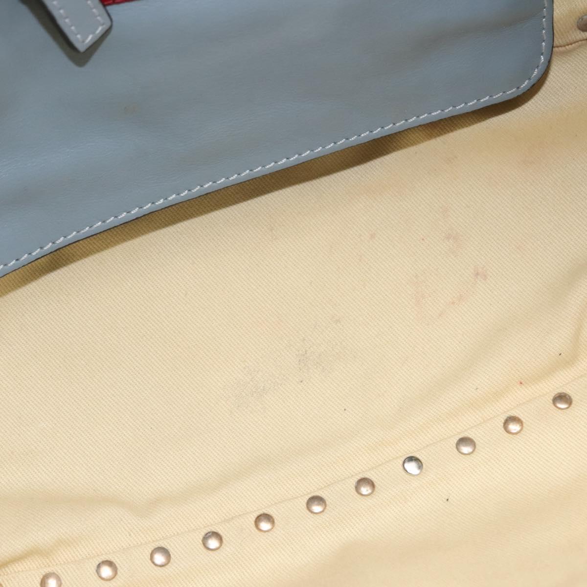 VALENTINO Hand Bag Leather 2way Blue Gold Auth BA6602